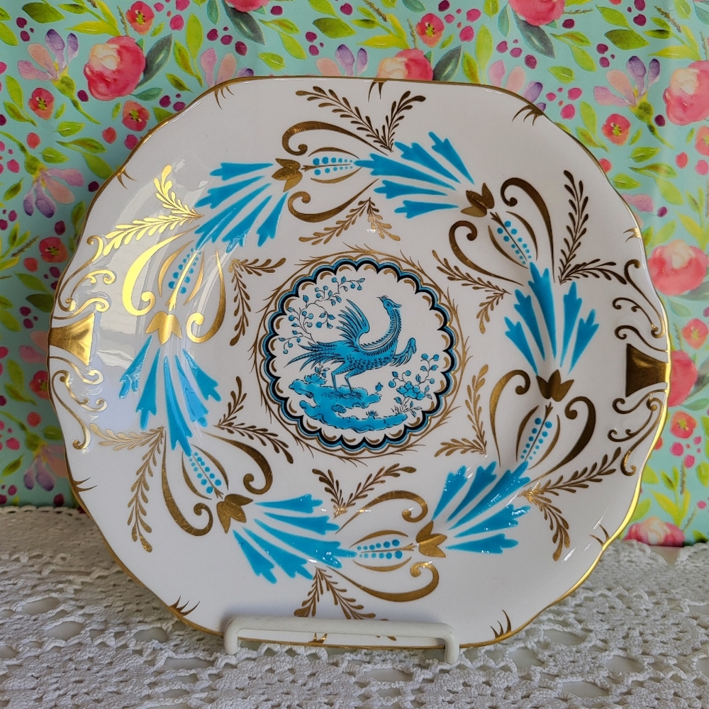 Elegant Blue and Gold Vintage Royal Chelsea  Serving Plate